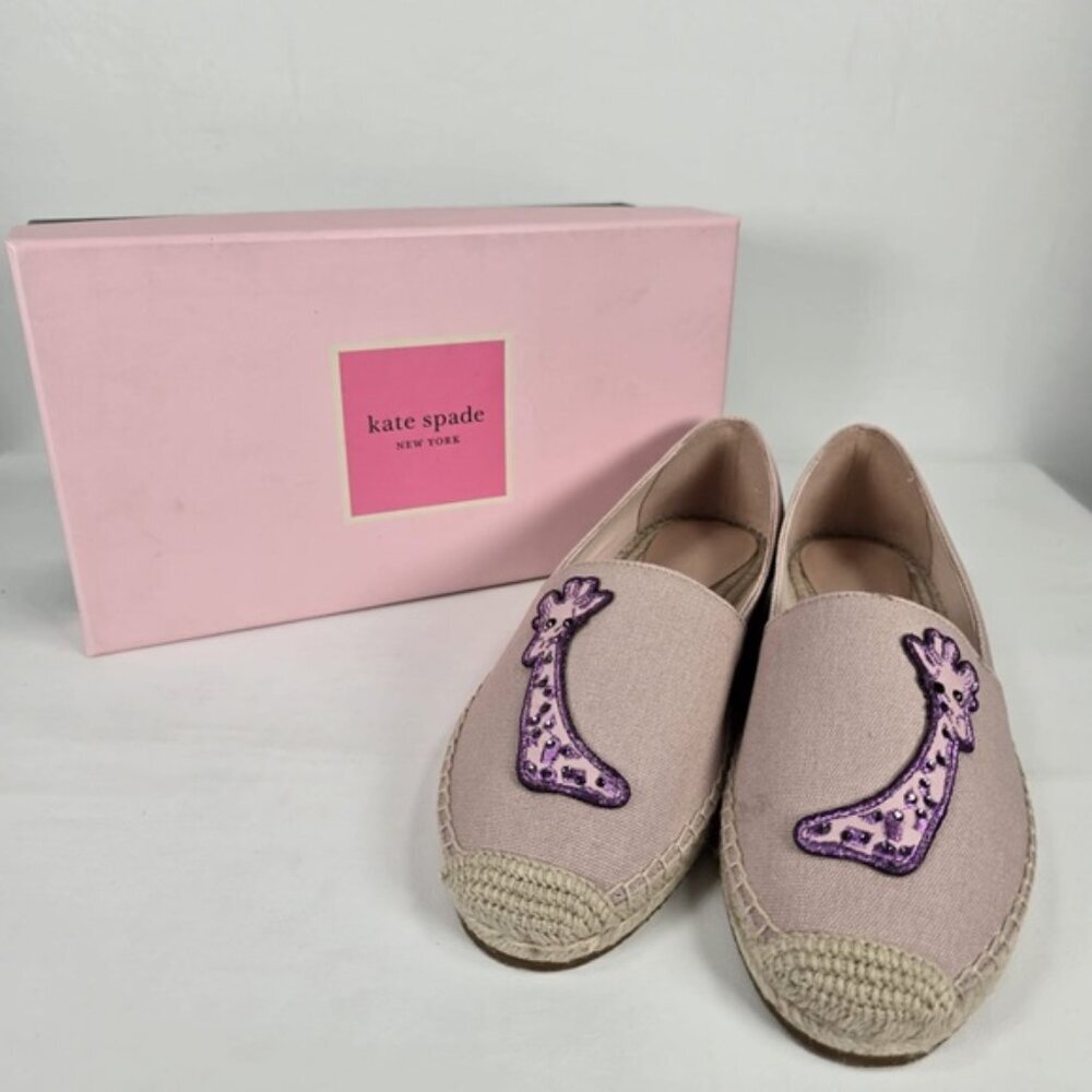 NEW‎ KATE SPADE Garden Giraffe Pale Vellum Espadrilles Size 8 B